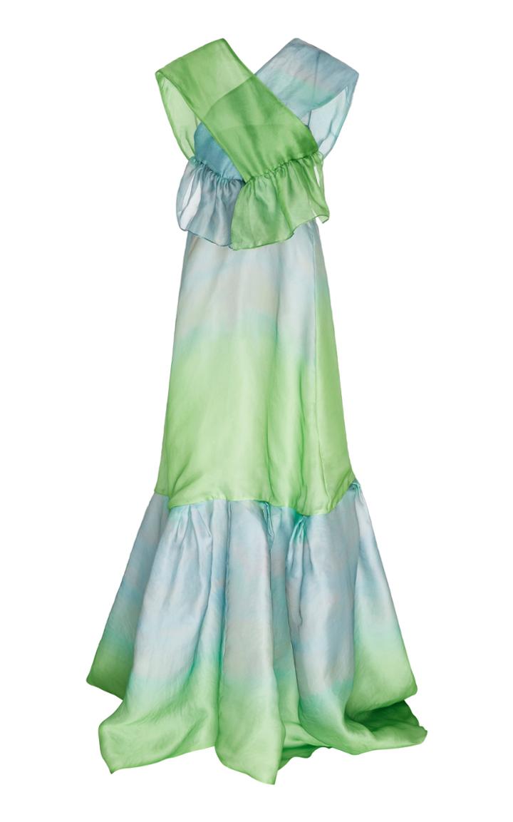 Moda Operandi Rosie Assoulin Ruffled Tow-tone Cotton Gown Size: 0