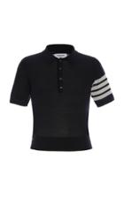 Thom Browne Short-sleeve Four-stripe Wool Polo Shirt
