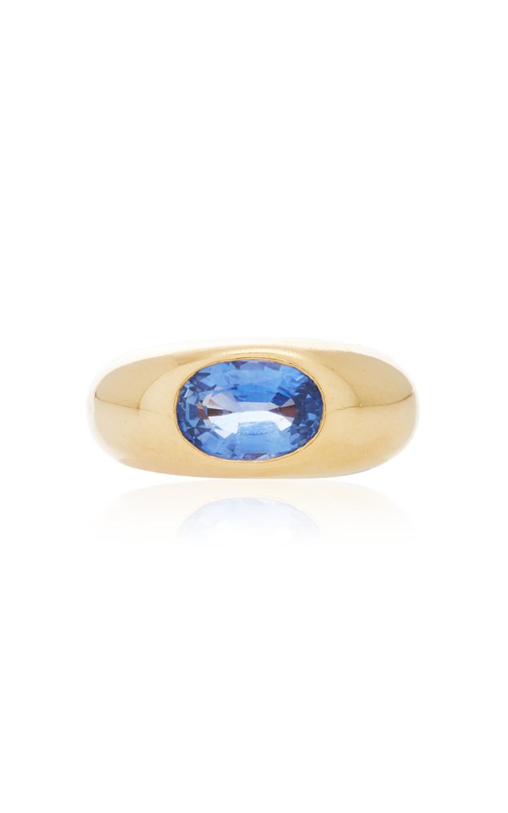 Moda Operandi Stephanie Windsor 18k Yellow Gold Vintage French Ceylon Sapphire Ring