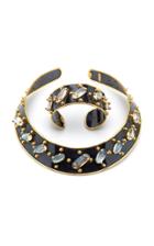 Karry Berreby 18k Gold, Moonstone And Enamel Necklace And Bracelet Set
