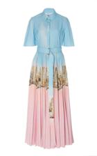 Lela Rose Cape-effect New York City Skyline Printed Cotton Maxi Dress
