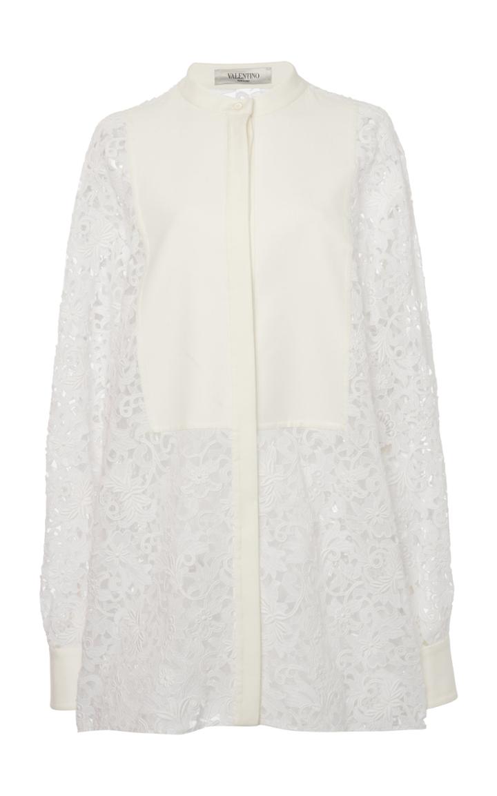 Moda Operandi Valentino Bibbed Cotton-blend Macram Shirt