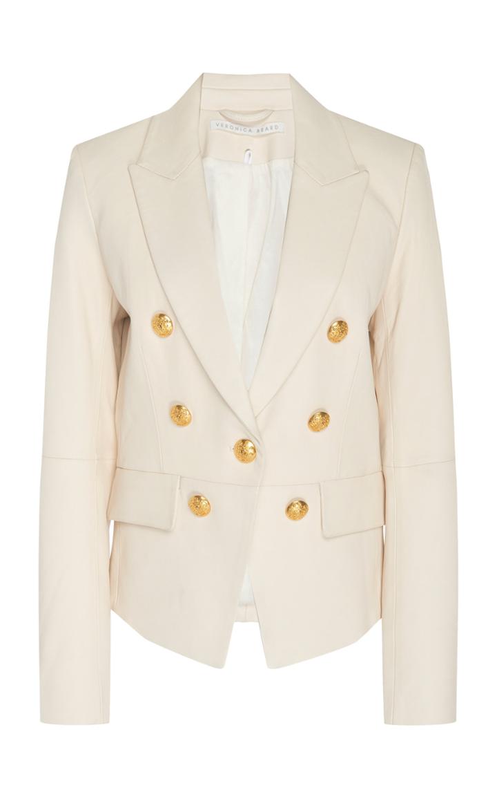 Veronica Beard Cooke Leather Double Breasted Jacket