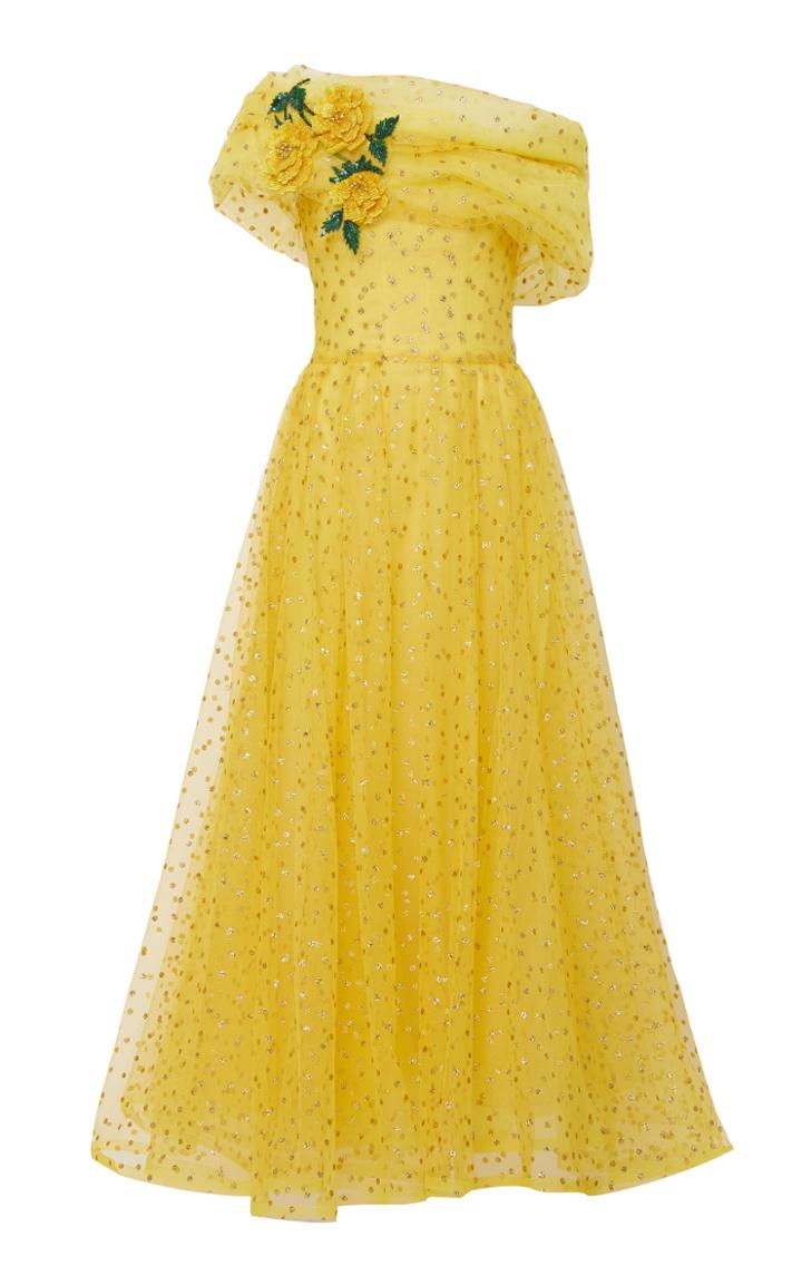 Rodarte Off-the-shoulder Glitter Tulle Dress