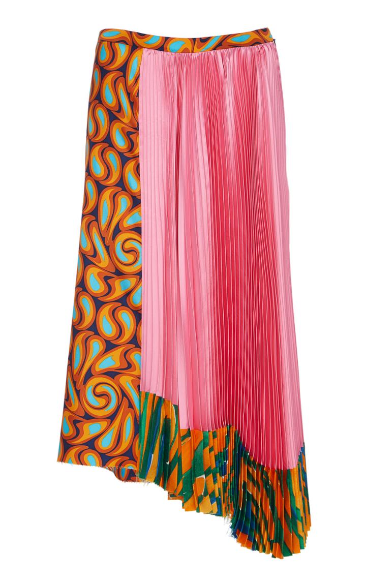 Marni Asymmetrical Cotton And Silk Pleated Skirt