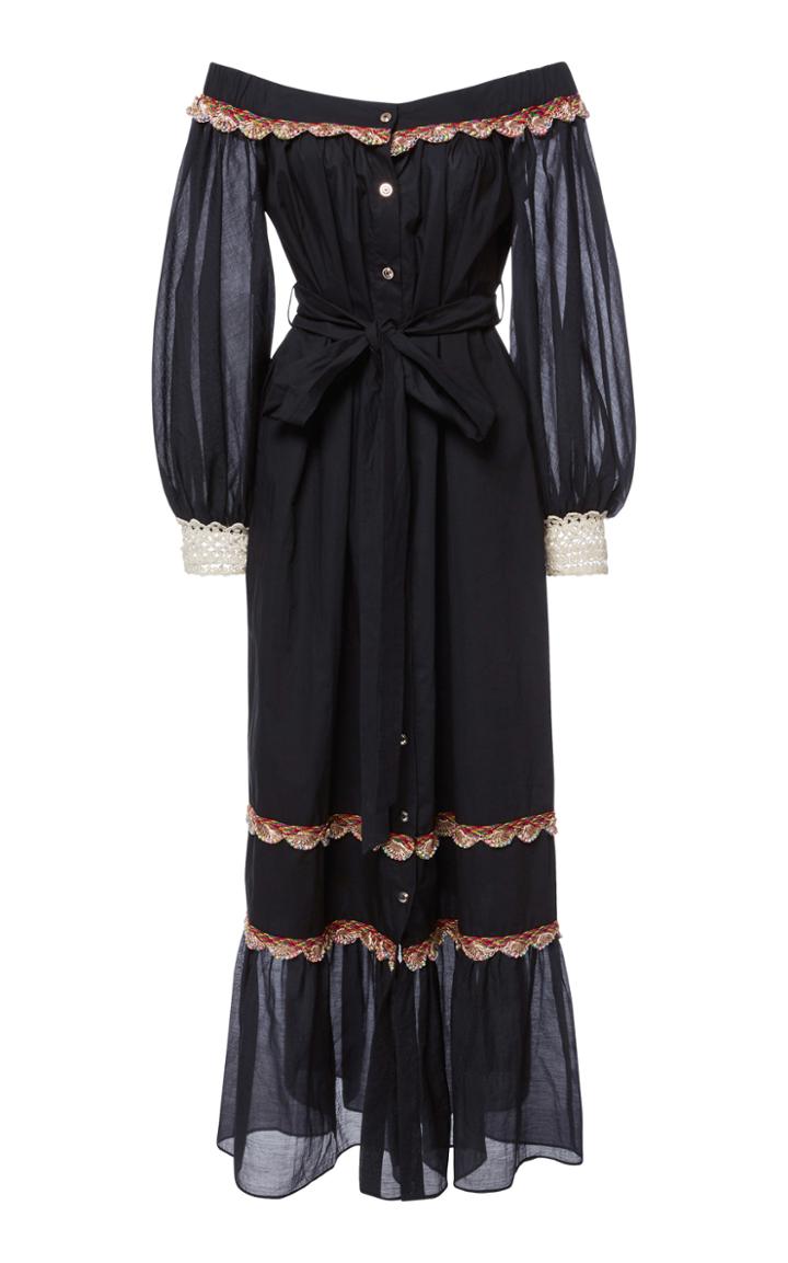 Zayan The Label Off-shoulder Button Down Dress