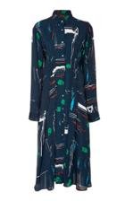 Cdric Charlier Collared Abstract-print Satin Midi Dress