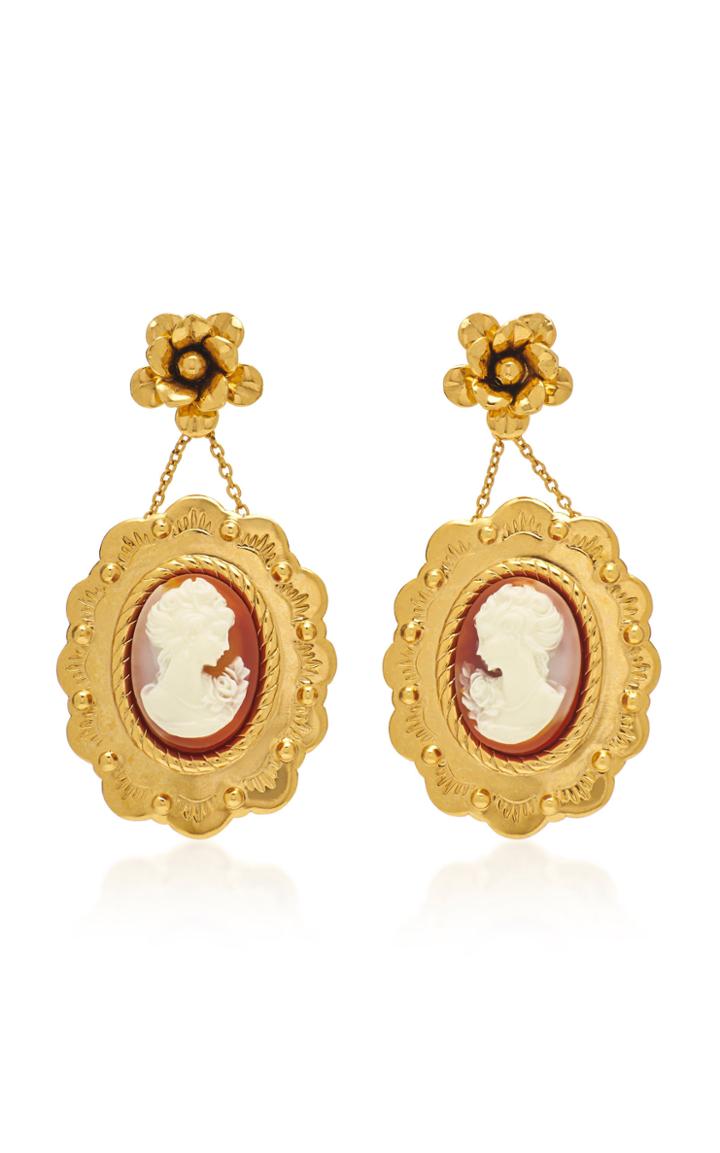 Jennifer Behr Fiorella Cameo Gold-tone And Enamel Earrings