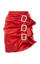 Alexandre Vauthier Embellished Stretch Satin Buckle Skirt