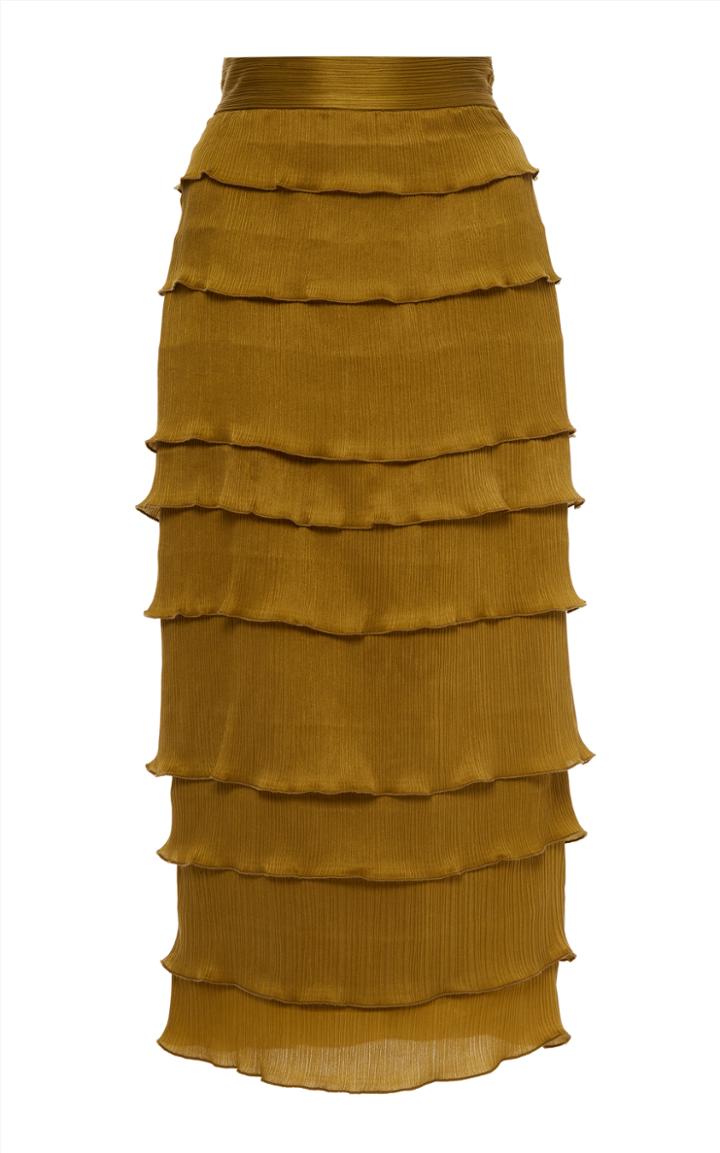 Zeynep Aray Layered Crinkle Silk Skirt