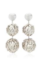 Rebecca De Ravenel Three Drop Metal Petal Earrings