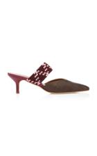 Malone Souliers By Roy Luwolt Maisie Cord-trimmed Raffia And Leather Mules
