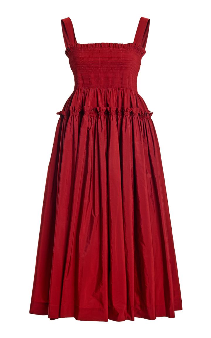 Moda Operandi Molly Goddard Kayla Smocked Taffeta Midi Dress