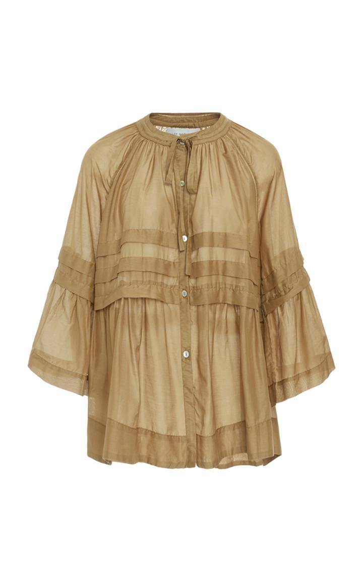 Lee Mathews Eva Silk Cotton Short Sleeved Ruffle Top