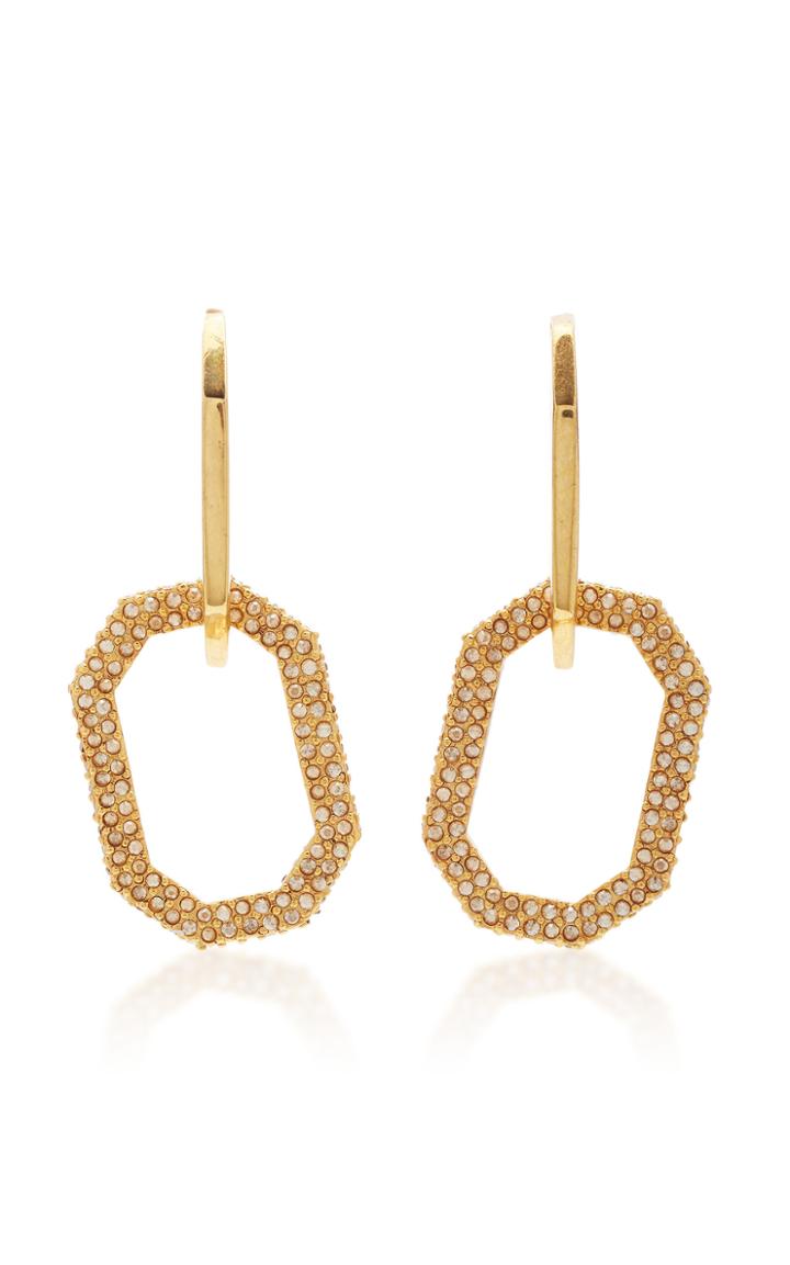 Oscar De La Renta Elongated Pave Octagon Link P Earring