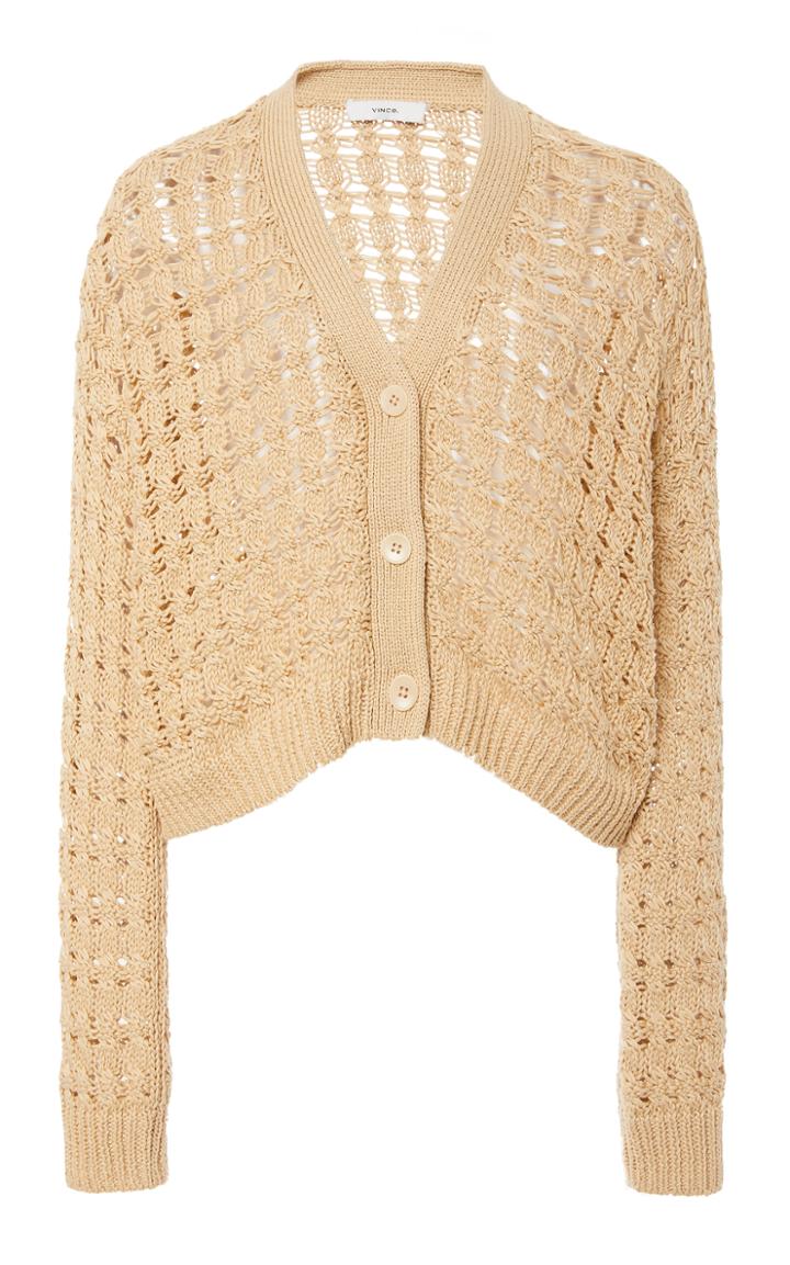 Moda Operandi Vince Open Cable Cotton Cardigan Size: Xxs