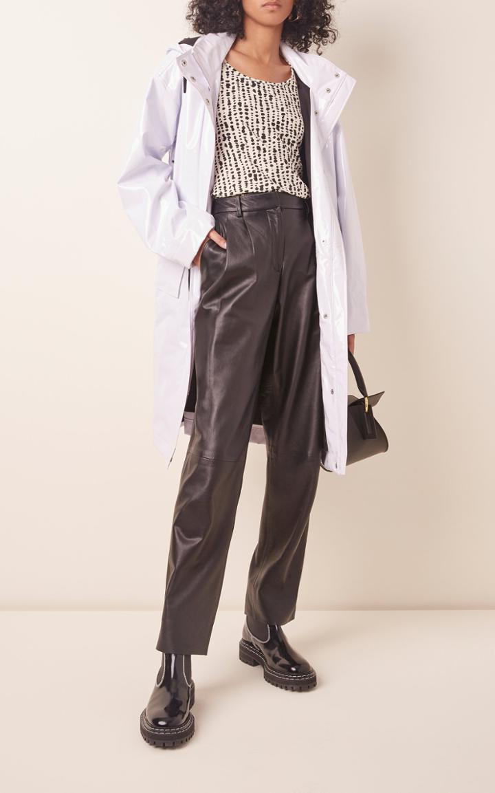 Proenza Schouler White Label Glossy Hooded Nylon Raincoat