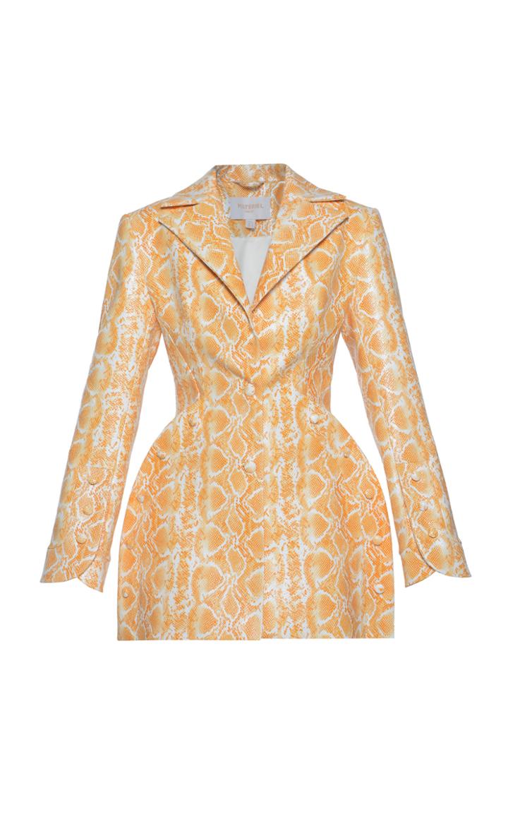 Moda Operandi Matriel Long Sleeve Faux Python Blazer Dress