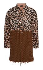Moda Operandi Alanui Leopard Denim And Cashmere-wool Cable-knit Jacket