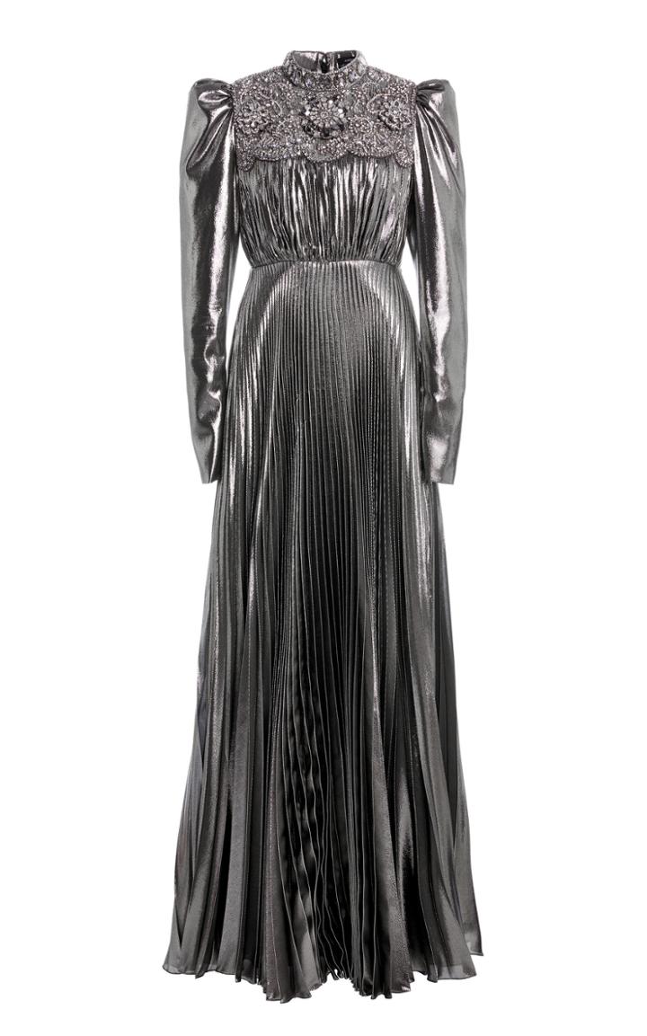 Moda Operandi Andrew Gn Metallic Plisse Gown
