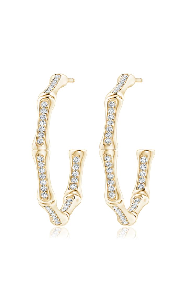 Natori Indochine Bamboo 14k Gold Diamond Hoops