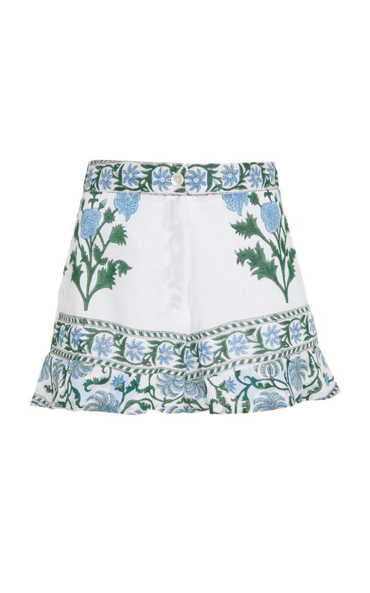 Juliet Dunn Poppy Print Cotton Shorts