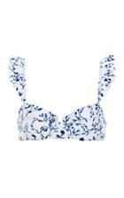 Moda Operandi Agua By Agua Bendita Kiwi Ruffled Acacias-print Bikini Top