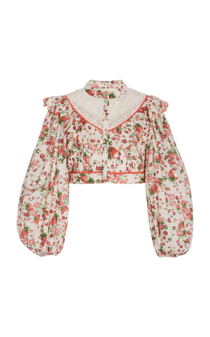 Moda Operandi Loveshackfancy Egan Cotton-lace Cropped Top