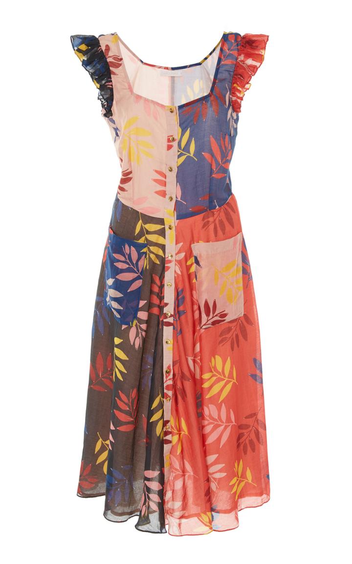 Carolina K Santa Cruz Color Blocked Cotton-blend Dress