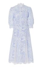 Temperley London Heaven Lace-detailed Embroidered Midi Shirt Dress