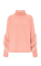 Lapointe Exclusive Fur-trimmed Cashmere And Silk-blend Sweater