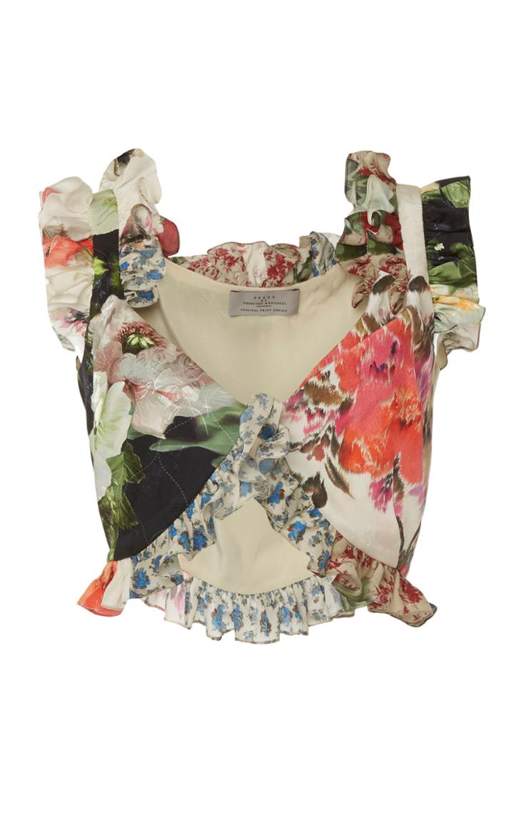 Moda Operandi Preen By Thornton Bregazzi Flo Floral-print Georgette Ruffled Top Size