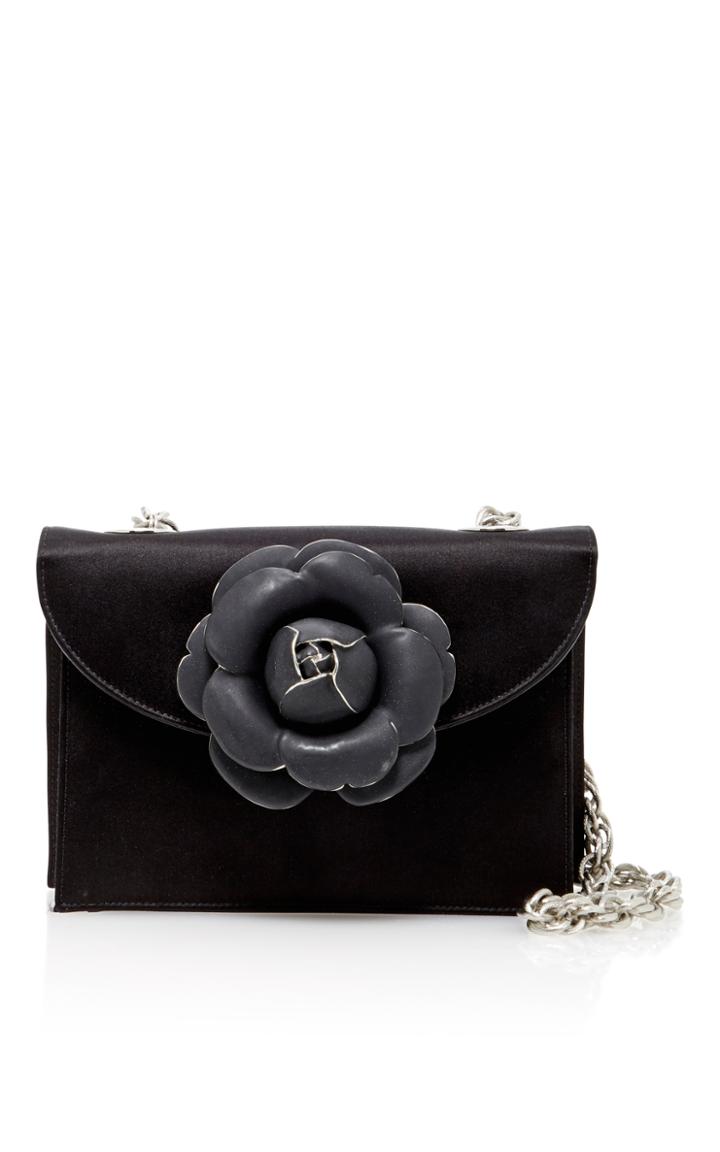 Oscar De La Renta Satin Rose Shoulder Bag