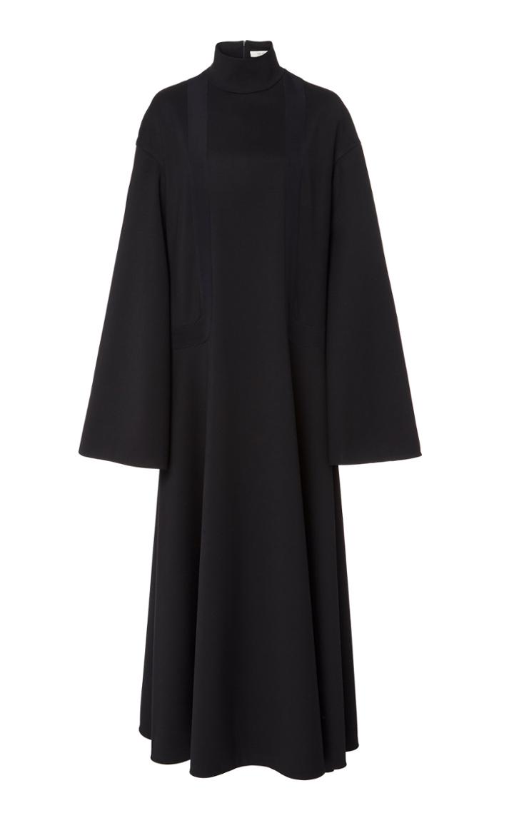 The Row Rocio Embroidered Wool Crepe De Chine Maxi Dress