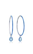 Moda Operandi Nina Runsdorf The Artist Blue Topaz And Blue Enamel Large Hoops