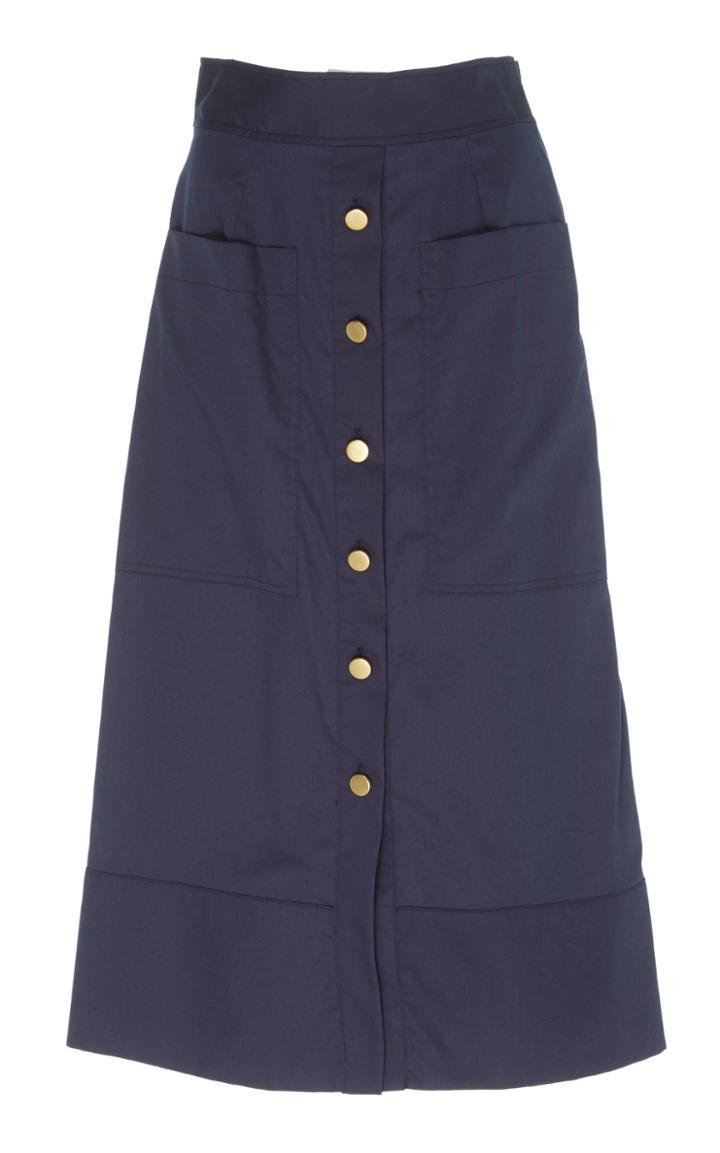 Sea Buttoned Midi Skirt