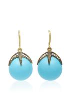 Sylva & Cie Starlight 18k Gold Turquoise And Diamond Earrings