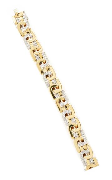 Moda Operandi Particulieres Vintage Bulgari Gold & Diamond U-link Bracelet