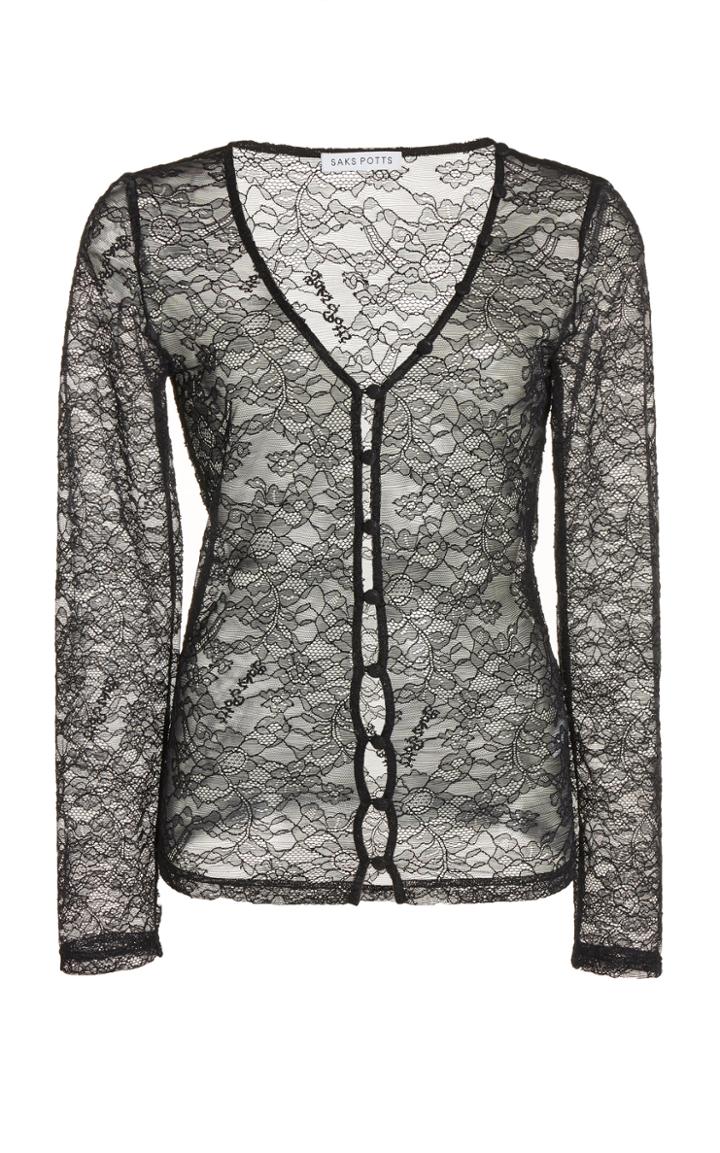 Moda Operandi Saks Potts Crush Lace Button-front Top