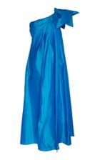 Carolina Herrera Asymmetrical Silk Taffeta Midi Dress