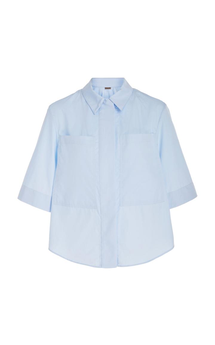 Adam Lippes Box Pleat Collared Cotton Top