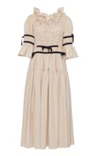 Molly Goddard Tolley Ribbon-detailed Smocked Cotton Midi Dress