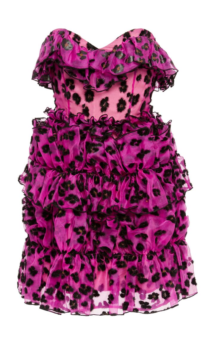 Christopher Kane Leopard Ruffled Corset Mini Dress