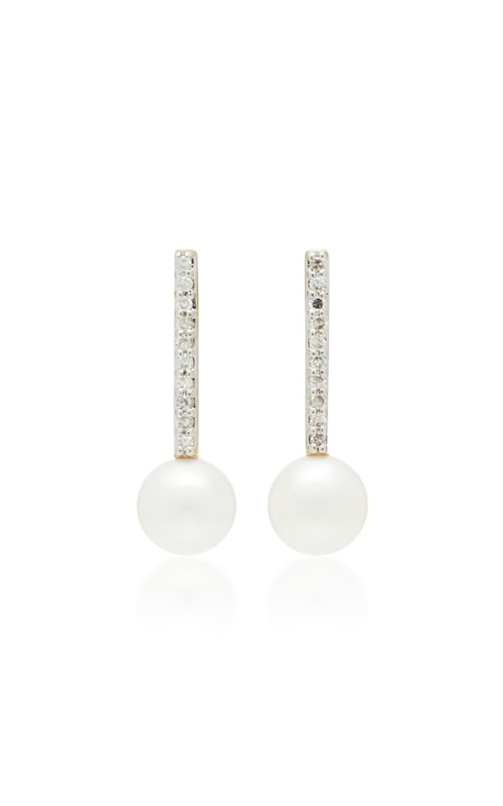 Mateo 14k White Gold Diamond And Pearl Earrings