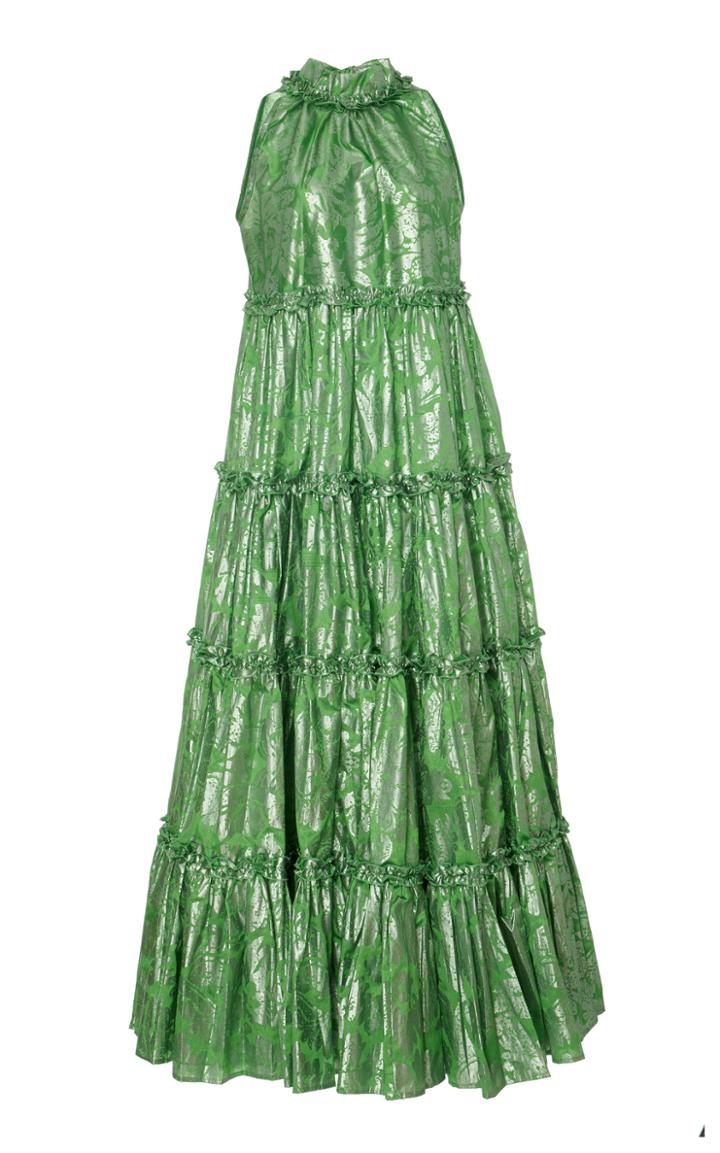 Amber Sakai Printed Tier Maxi Dress
