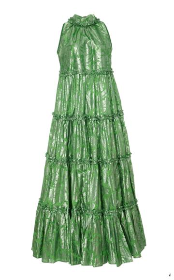 Amber Sakai Printed Tier Maxi Dress
