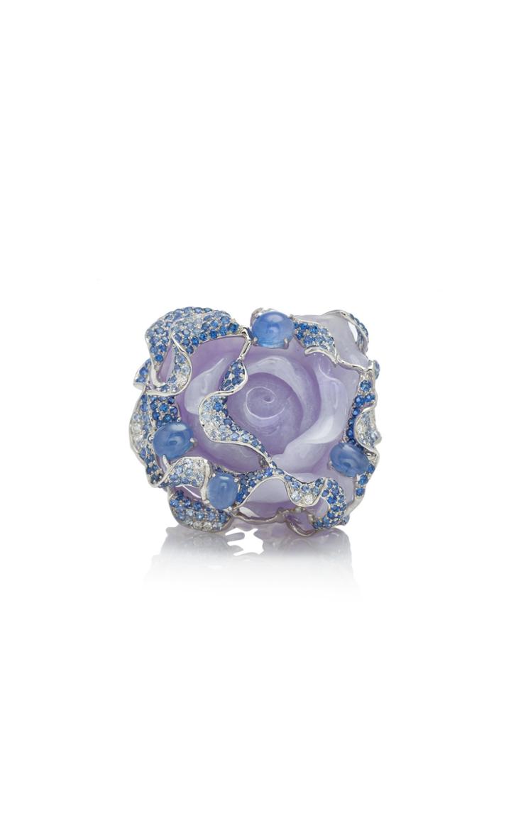 Wendy Yue 18k White Gold Purple Jade Sapphire And Diamond Ring