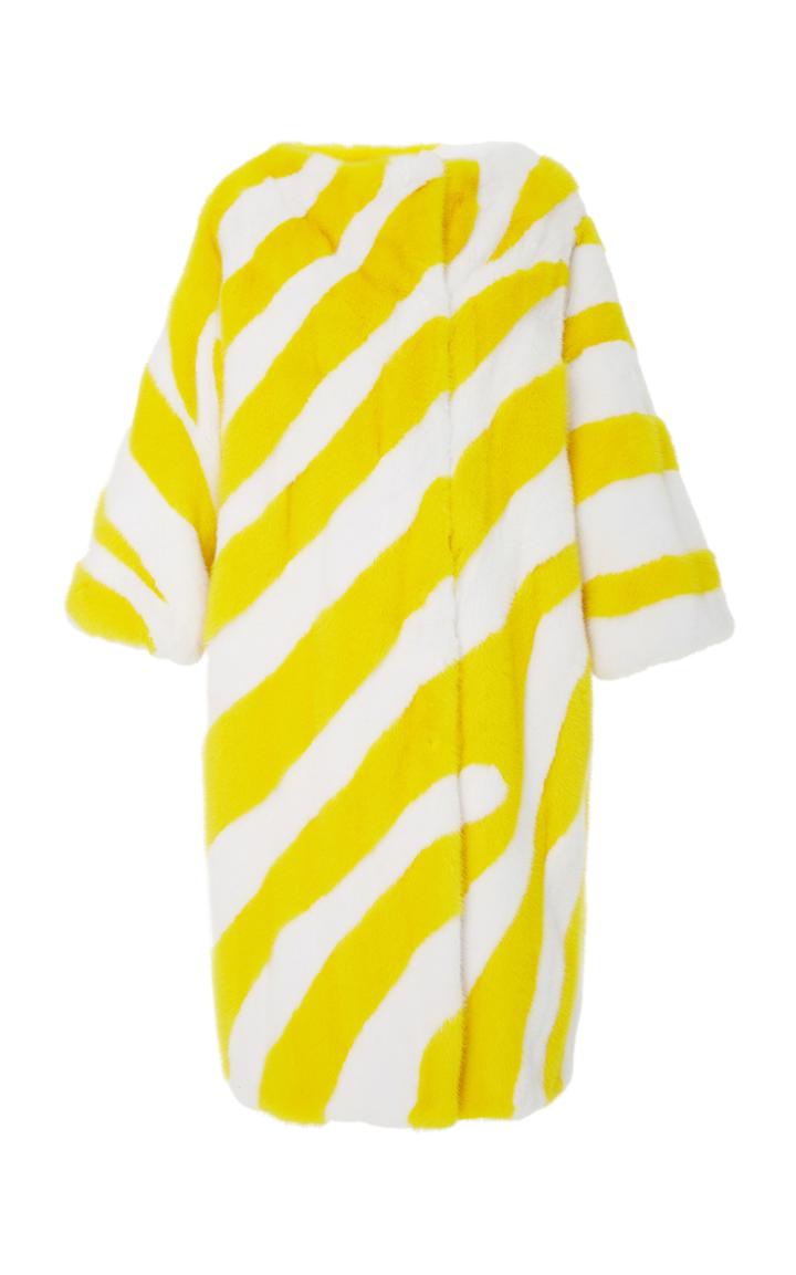 Carolina Herrera Striped Fur Coat