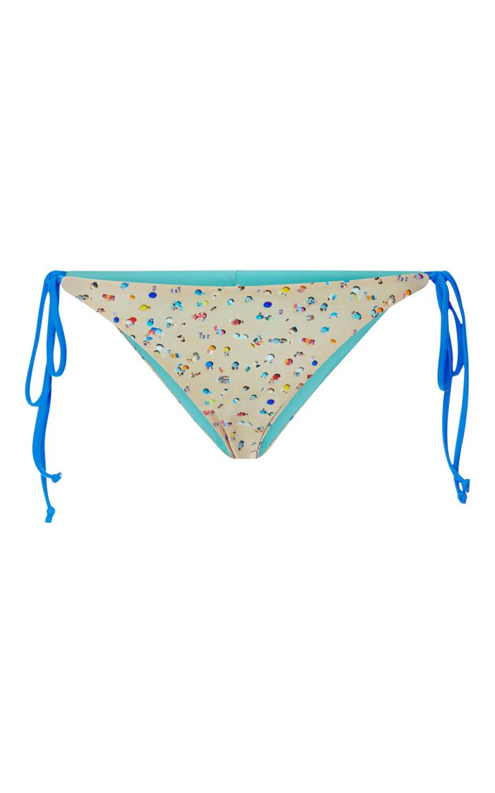 Basta Surf Raglan String Bikini Bottoms With Printed Beach Scene