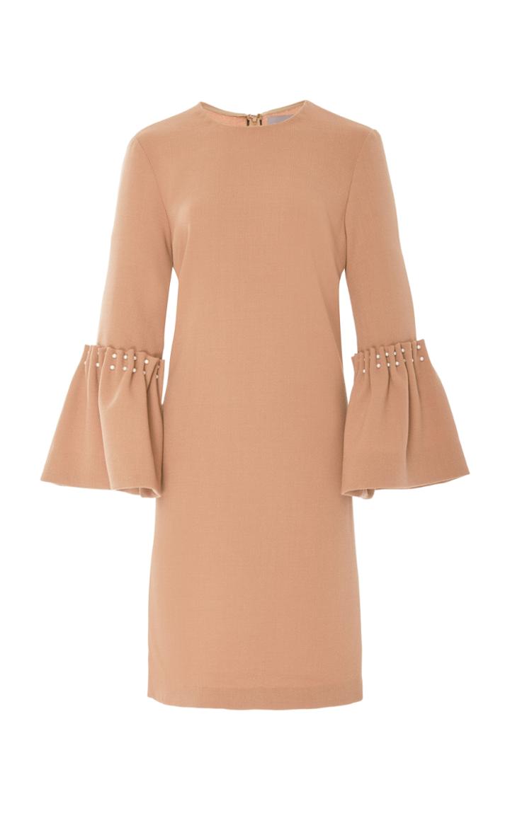 Lela Rose Pearl Inset Flutter Sleeve Dress